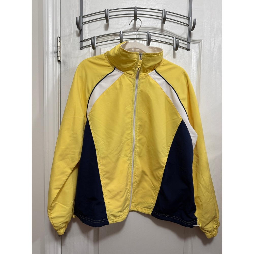 Three Hearts Colorblock Track Jacket Womens XL yellow blue  Lightweight Zip‎ Up
